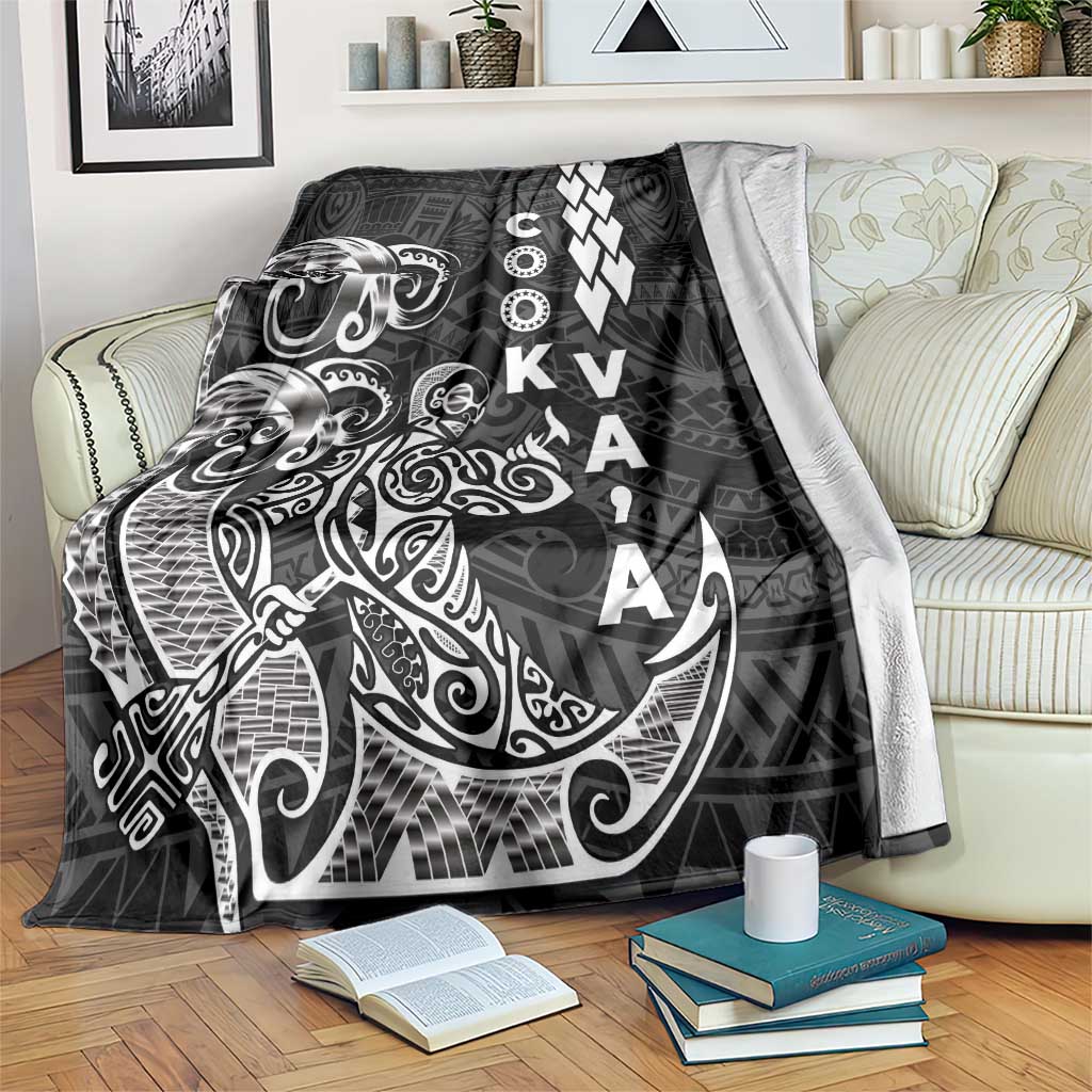 Cook Islands Vaa Polynesian Art Tattoo Blanket Black Color