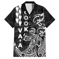 Cook Islands Va'a Polynesian Art Tattoo Family Matching Long Sleeve Bodycon Dress and Hawaiian Shirt Black Color LT03 Dad's Shirt - Short Sleeve Black - Polynesian Pride