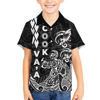 Cook Islands Va'a Polynesian Art Tattoo Family Matching Long Sleeve Bodycon Dress and Hawaiian Shirt Black Color LT03 Son's Shirt Black - Polynesian Pride