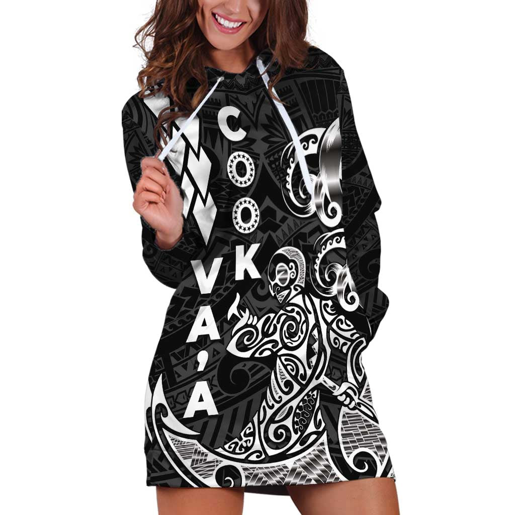 Cook Islands Vaa Polynesian Art Tattoo Hoodie Dress Black Color