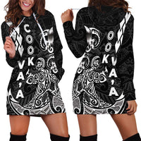 Cook Islands Vaa Polynesian Art Tattoo Hoodie Dress Black Color