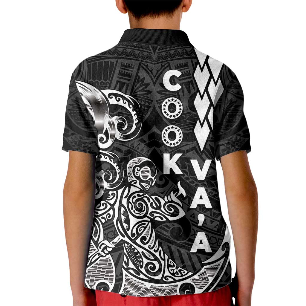 Cook Islands Vaa Polynesian Art Tattoo Kid Polo Shirt Black Color