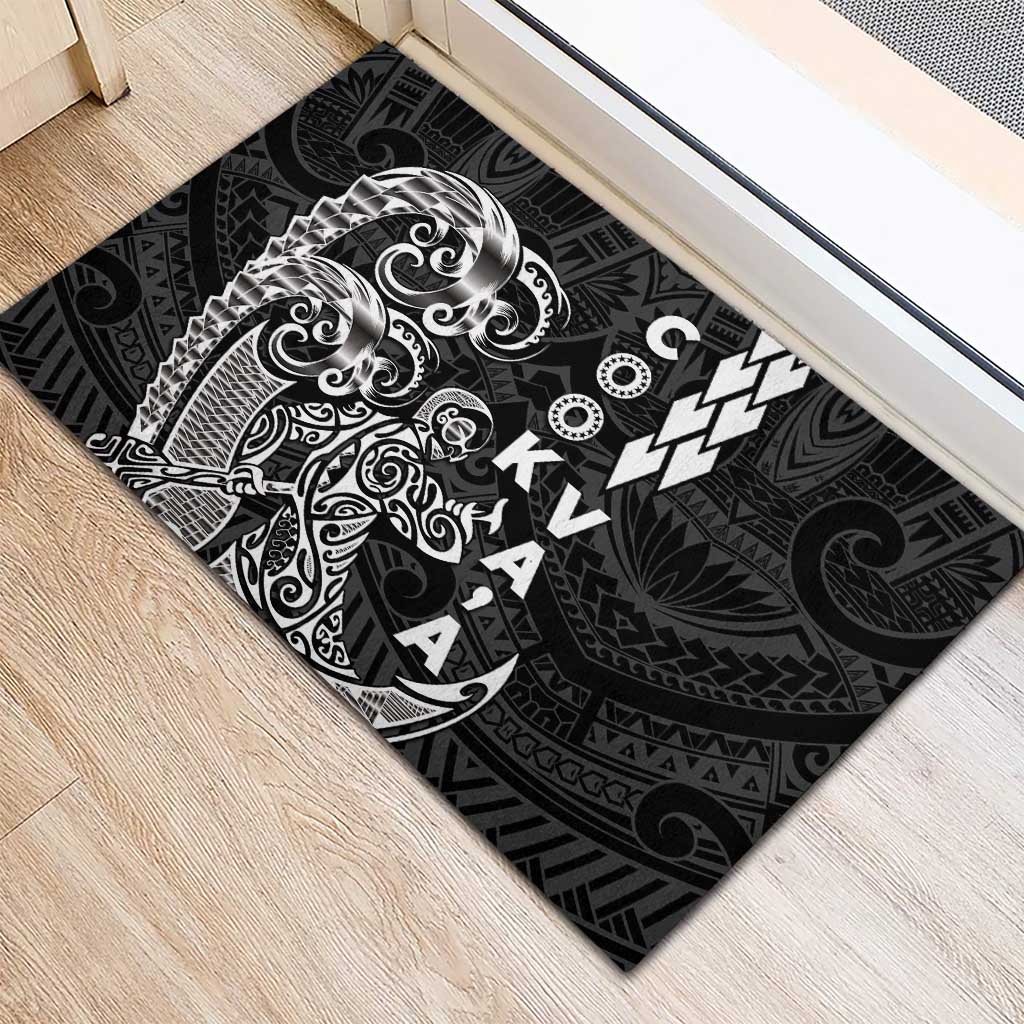 Cook Islands Vaa Polynesian Art Tattoo Rubber Doormat Black Color