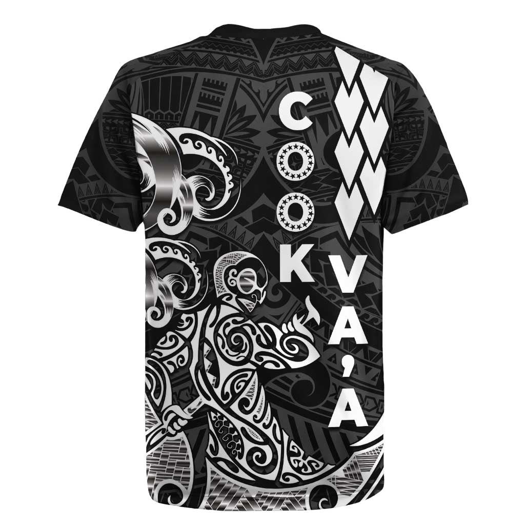 Cook Islands Vaa Polynesian Art Tattoo Rugby Jersey Black Color