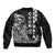 Cook Islands Vaa Polynesian Art Tattoo Sleeve Zip Bomber Jacket Black Color