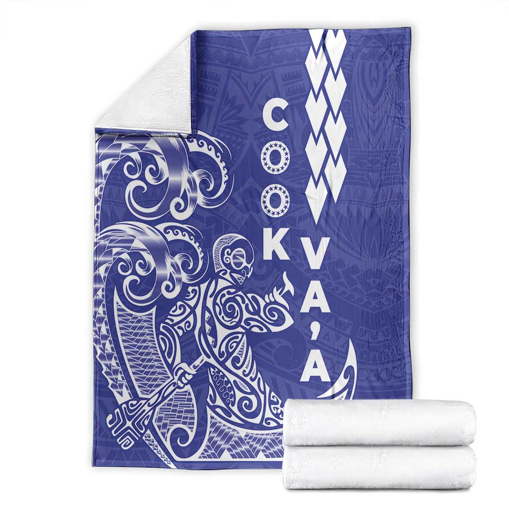Cook Islands Vaa Polynesian Art Tattoo Blanket Blue Color