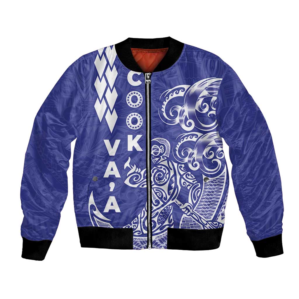 Cook Islands Vaa Polynesian Art Tattoo Bomber Jacket Blue Color