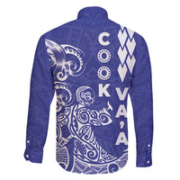 Cook Islands Va'a Polynesian Art Tattoo Family Matching Long Sleeve Bodycon Dress and Hawaiian Shirt Blue Color LT03 - Polynesian Pride