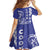 Cook Islands Vaa Polynesian Art Tattoo Family Matching Off The Shoulder Long Sleeve Dress and Hawaiian Shirt Blue Color