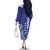 Cook Islands Vaa Polynesian Art Tattoo Family Matching Off The Shoulder Long Sleeve Dress and Hawaiian Shirt Blue Color