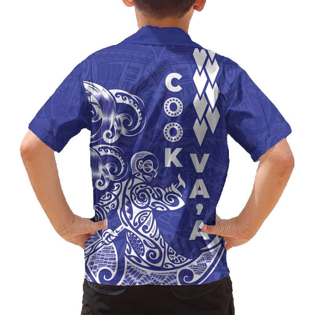 Cook Islands Va'a Polynesian Art Tattoo Family Matching Puletasi and Hawaiian Shirt Blue Color LT03 - Polynesian Pride