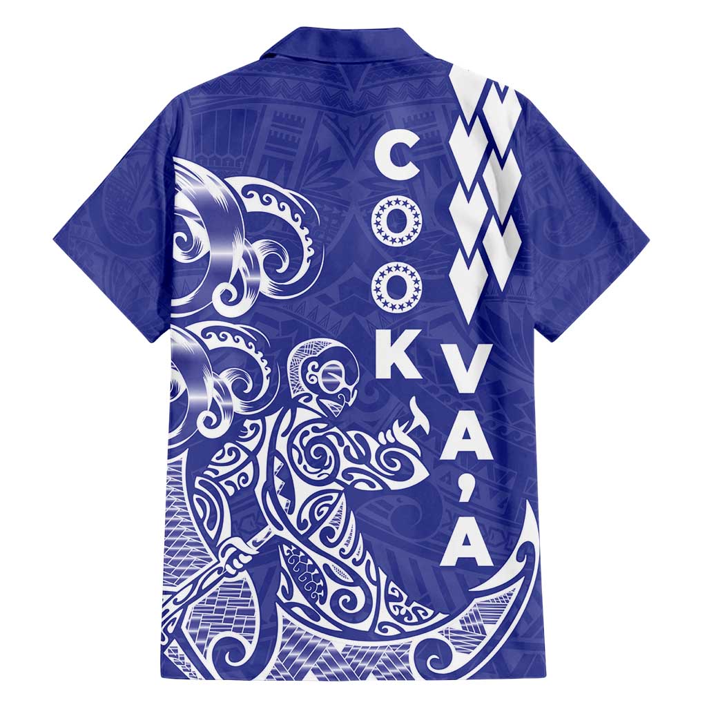 Cook Islands Va'a Polynesian Art Tattoo Family Matching Puletasi and Hawaiian Shirt Blue Color LT03 - Polynesian Pride