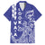 Cook Islands Vaa Polynesian Art Tattoo Family Matching Tank Maxi Dress and Hawaiian Shirt Blue Color