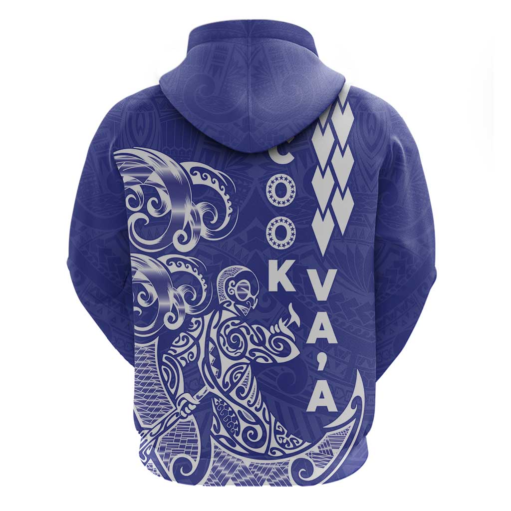 Cook Islands Vaa Polynesian Art Tattoo Hoodie Blue Color