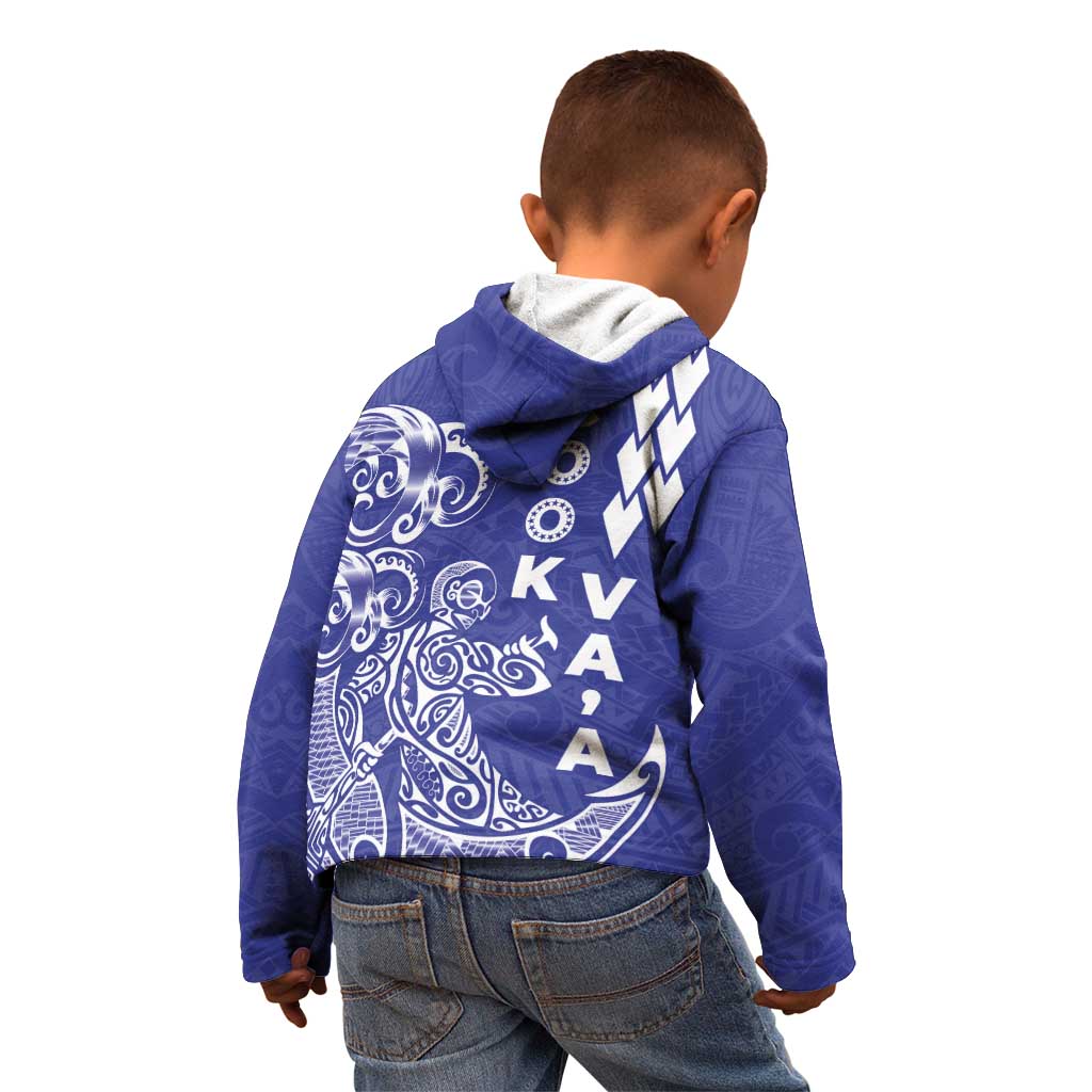 Cook Islands Vaa Polynesian Art Tattoo Kid Hoodie Blue Color