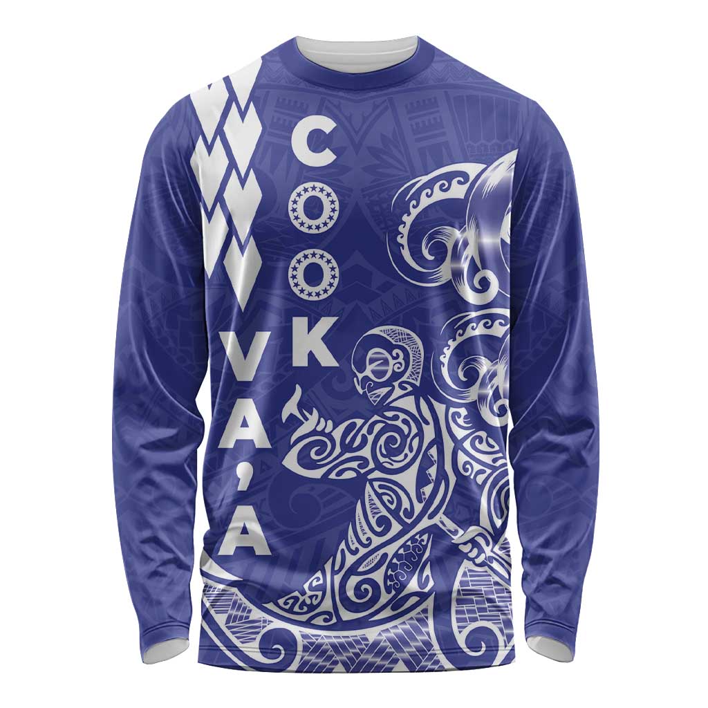 Cook Islands Vaa Polynesian Art Tattoo Long Sleeve Shirt Blue Color