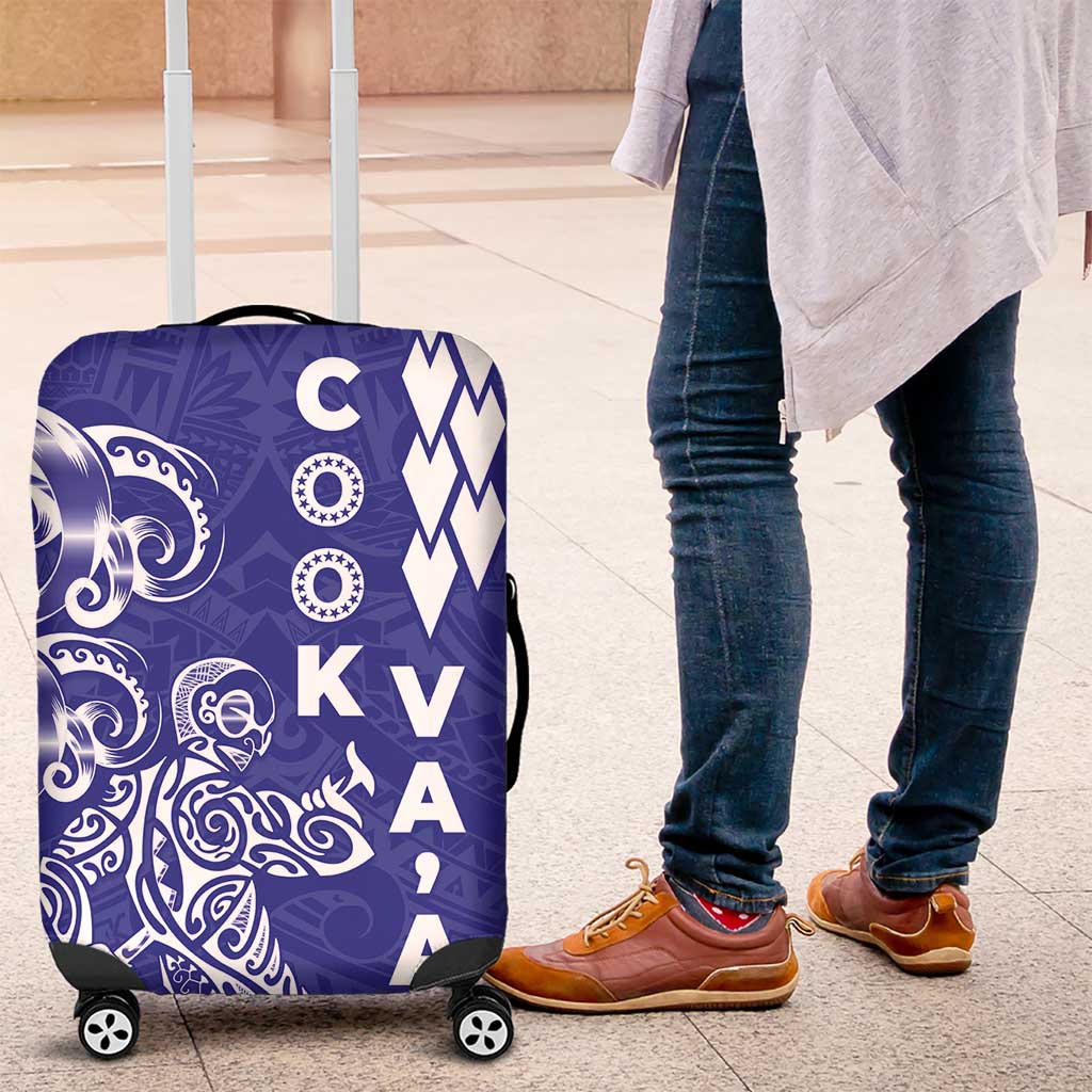 Cook Islands Vaa Polynesian Art Tattoo Luggage Cover Blue Color