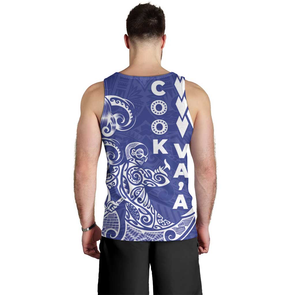 Cook Islands Vaa Polynesian Art Tattoo Men Tank Top Blue Color