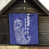 Cook Islands Vaa Polynesian Art Tattoo Quilt Blue Color