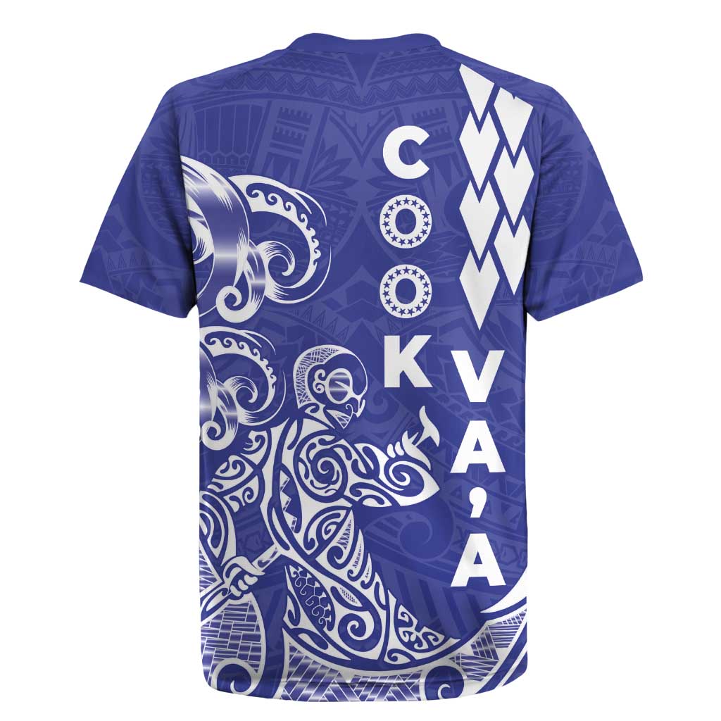 Cook Islands Vaa Polynesian Art Tattoo Rugby Jersey Blue Color