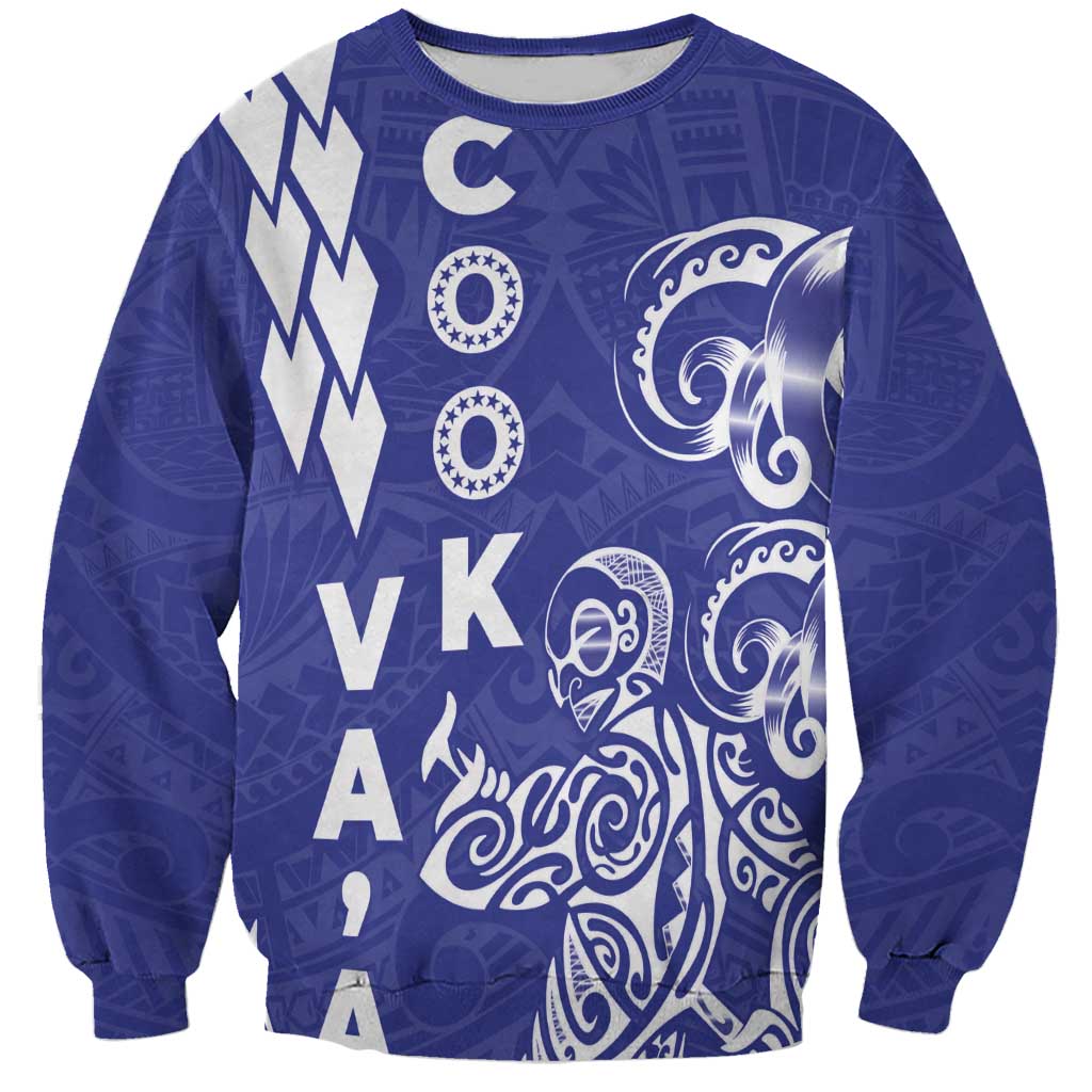 Cook Islands Vaa Polynesian Art Tattoo Sweatshirt Blue Color