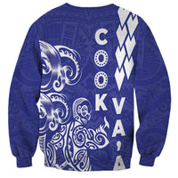 Cook Islands Vaa Polynesian Art Tattoo Sweatshirt Blue Color