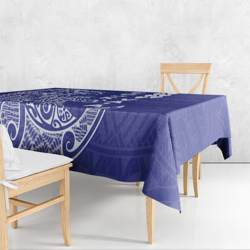 Cook Islands Vaa Polynesian Art Tattoo Tablecloth Blue Color