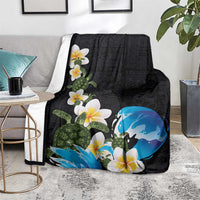 Hawaiian Plumeria and Turtle Blanket with Polynesian Tribal Art Pattern Vintage Vibes