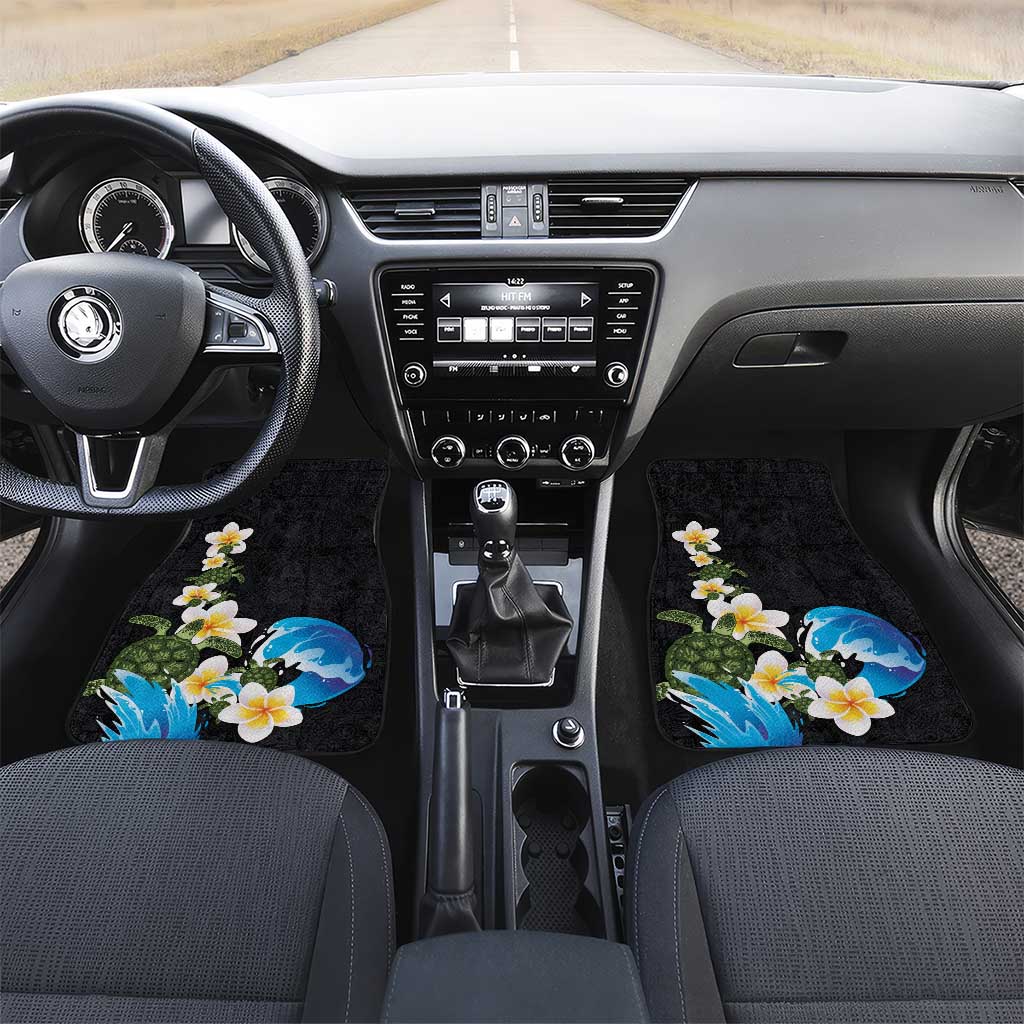 Hawaiian Plumeria and Turtle Car Mats with Polynesian Tribal Art Pattern Vintage Vibes