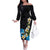 Hawaiian Plumeria and Turtle Family Matching Off The Shoulder Long Sleeve Dress and Hawaiian Shirt with Polynesian Tribal Art Pattern Vintage Vibes
