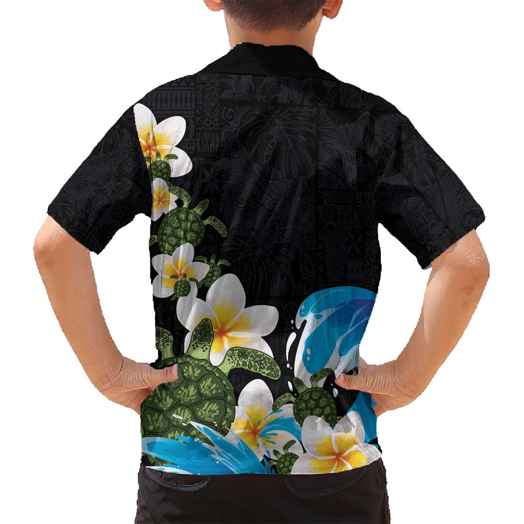 Hawaiian Plumeria and Turtle Family Matching Puletasi and Hawaiian Shirt with Polynesian Tribal Art Pattern Vintage Vibes LT03 - Polynesian Pride