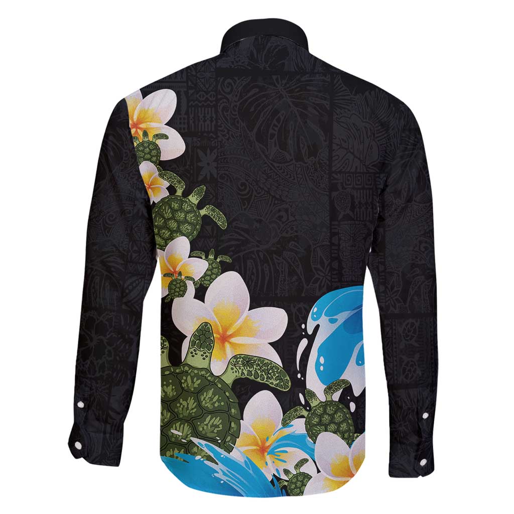 Hawaiian Plumeria and Turtle Family Matching Puletasi and Hawaiian Shirt with Polynesian Tribal Art Pattern Vintage Vibes LT03 - Polynesian Pride