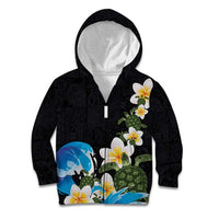 Hawaiian Plumeria and Turtle Kid Hoodie with Polynesian Tribal Art Pattern Vintage Vibes