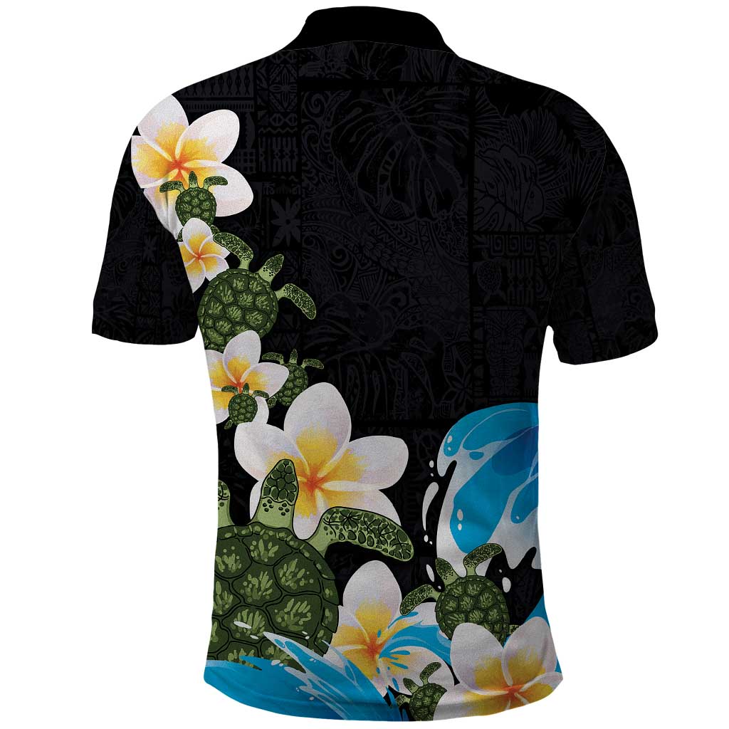 Hawaiian Plumeria and Turtle Polo Shirt with Polynesian Tribal Art Pattern Vintage Vibes LT03 - Polynesian Pride
