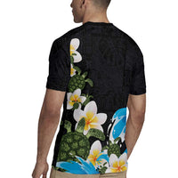 Hawaiian Plumeria and Turtle Rugby Jersey with Polynesian Tribal Art Pattern Vintage Vibes