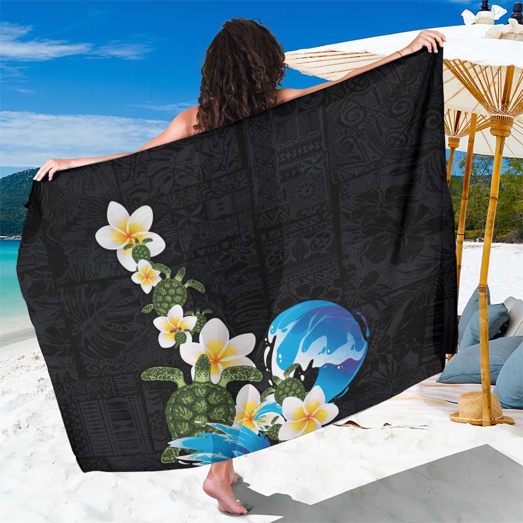 Hawaiian Plumeria and Turtle Sarong with Polynesian Tribal Art Pattern Vintage Vibes