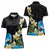 Hawaiian Plumeria and Turtle Women Polo Shirt with Polynesian Tribal Art Pattern Vintage Vibes