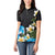 Hawaiian Plumeria and Turtle Women Polo Shirt with Polynesian Tribal Art Pattern Vintage Vibes