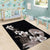 Hawaiian Plumeria and Turtle Area Rug with Polynesian Tribal Art Pattern Grayscale Color