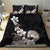 Hawaiian Plumeria and Turtle Bedding Set with Polynesian Tribal Art Pattern Grayscale Color