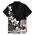 Hawaiian Plumeria and Turtle Hawaiian Shirt with Polynesian Tribal Art Pattern Grayscale Color