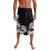 Hawaiian Plumeria and Turtle Lavalava with Polynesian Tribal Art Pattern Grayscale Color