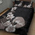 Hawaiian Plumeria and Turtle Quilt Bed Set with Polynesian Tribal Art Pattern Grayscale Color