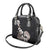 Hawaiian Plumeria and Turtle Shoulder Handbag with Polynesian Tribal Art Pattern Grayscale Color