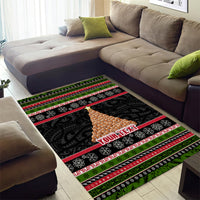 Personalized New Zealand Meri Kirihimete Area Rug Maori Warrior with Rugby Christmas Tree LT03 - Polynesian Pride