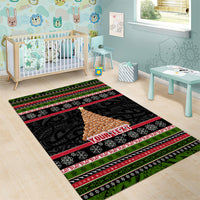 Personalized New Zealand Meri Kirihimete Area Rug Maori Warrior with Rugby Christmas Tree LT03 - Polynesian Pride