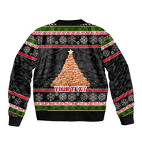 Personalized New Zealand Meri Kirihimete Bomber Jacket Maori Warrior with Rugby Christmas Tree LT03 - Polynesian Pride