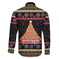 Personalized New Zealand Meri Kirihimete Family Matching Off Shoulder Long Sleeve Dress and Hawaiian Shirt Maori Warrior with Rugby Christmas Tree LT03 - Polynesian Pride