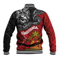 The Kingitanga - Maori King Movement Baseball Jacket Ko Te Mana Motuhake Emblem with Moko and Polynesian Art Tattoo