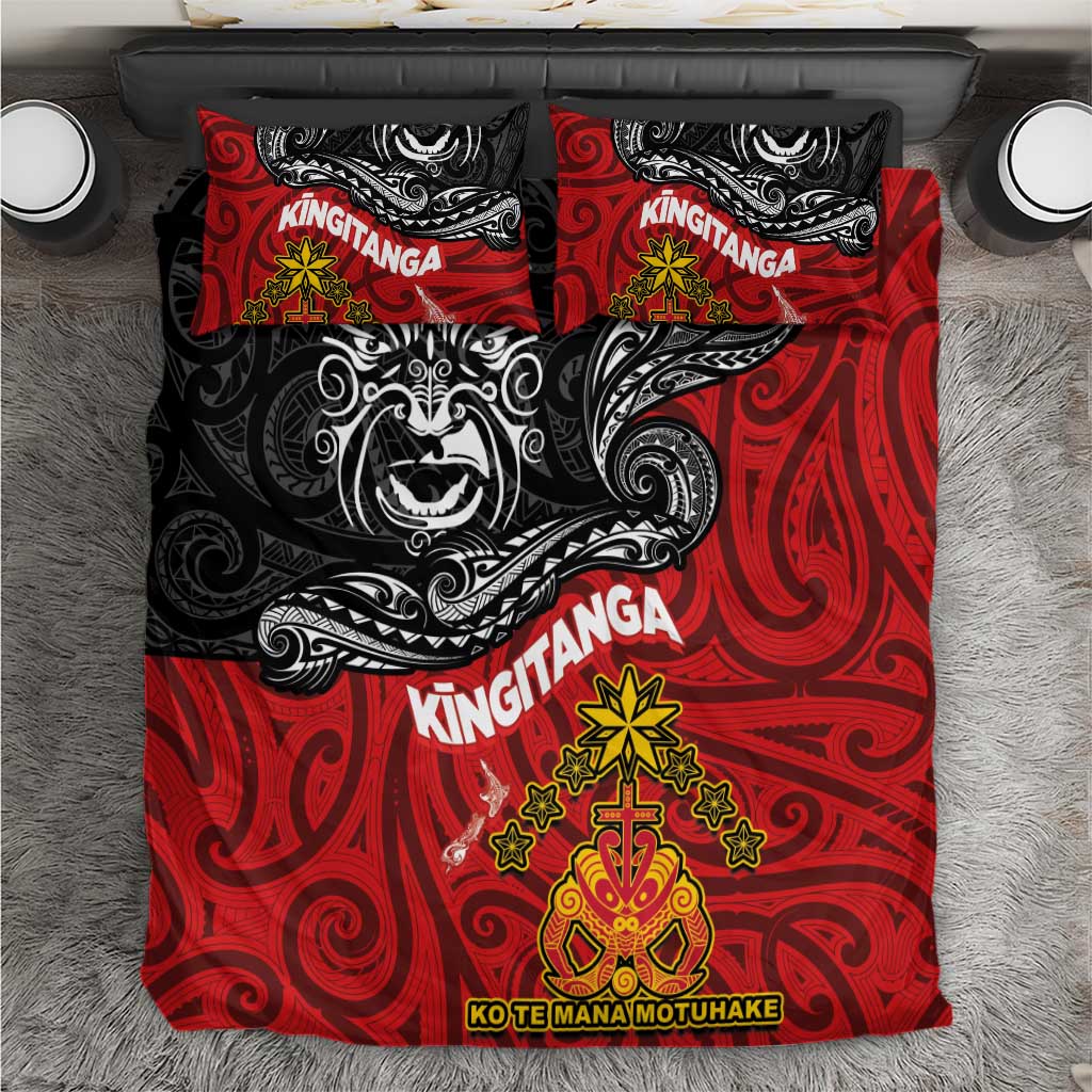 The Kingitanga - Maori King Movement Bedding Set Ko Te Mana Motuhake Emblem with Moko and Polynesian Art Tattoo
